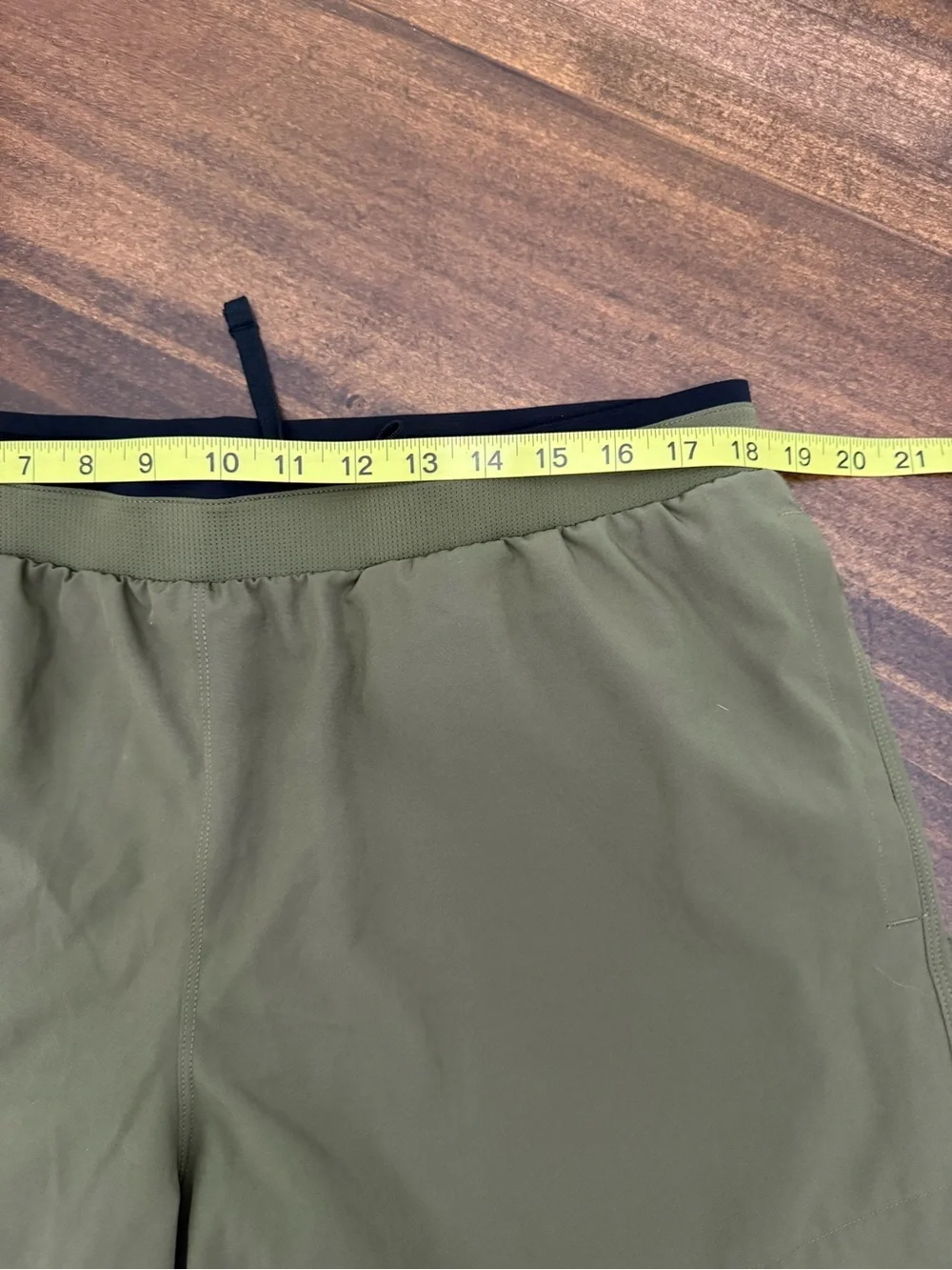 Fabletics Olive Green Men's Athletic Shorts with Black Waistband